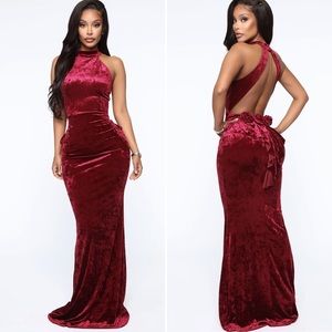 Every Rose Velvet Maxi Dress - Burgundy - Medium